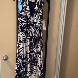 Flowy halter dress navy and white
